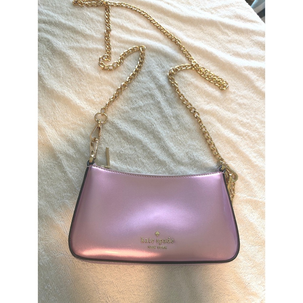 Kate Spade Shoulder Bag Pink Metallic Gold Chain Y2K Duet Duo Large OS